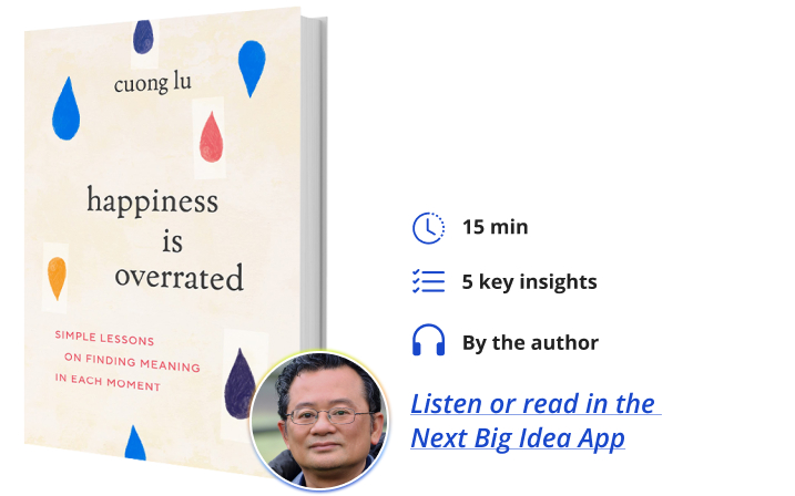 Happiness Is Overrated: Simple Lessons on Finding Meaning in Each Moment By Cuong Lu Next Big Idea Club