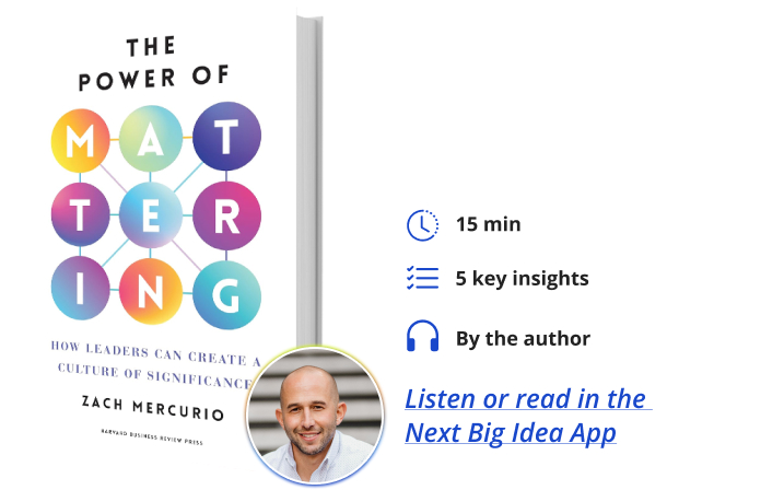 The Power of Mattering Zach Mercurio Next Big Idea Club Book Bite